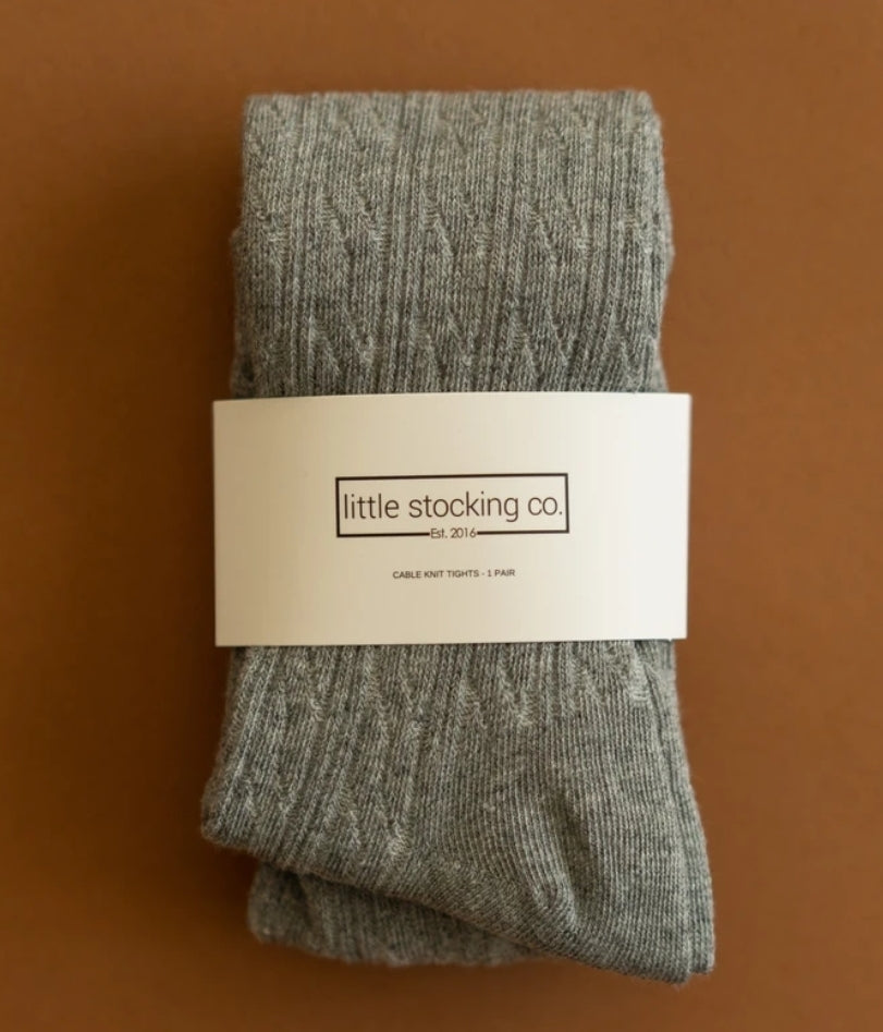 Women's Fleece Grey Cable Knit Tights (Made to Order)